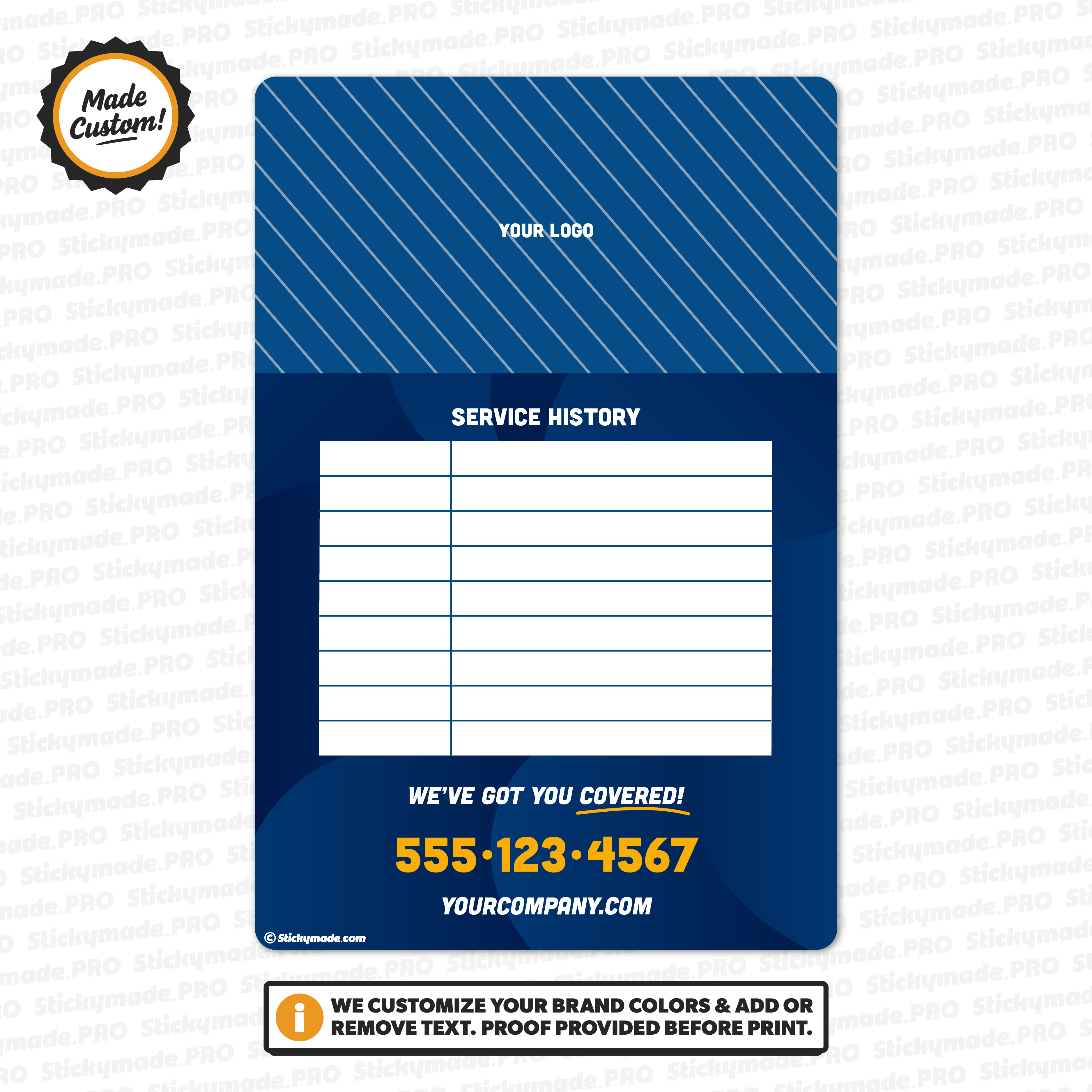 General Service History Sticker