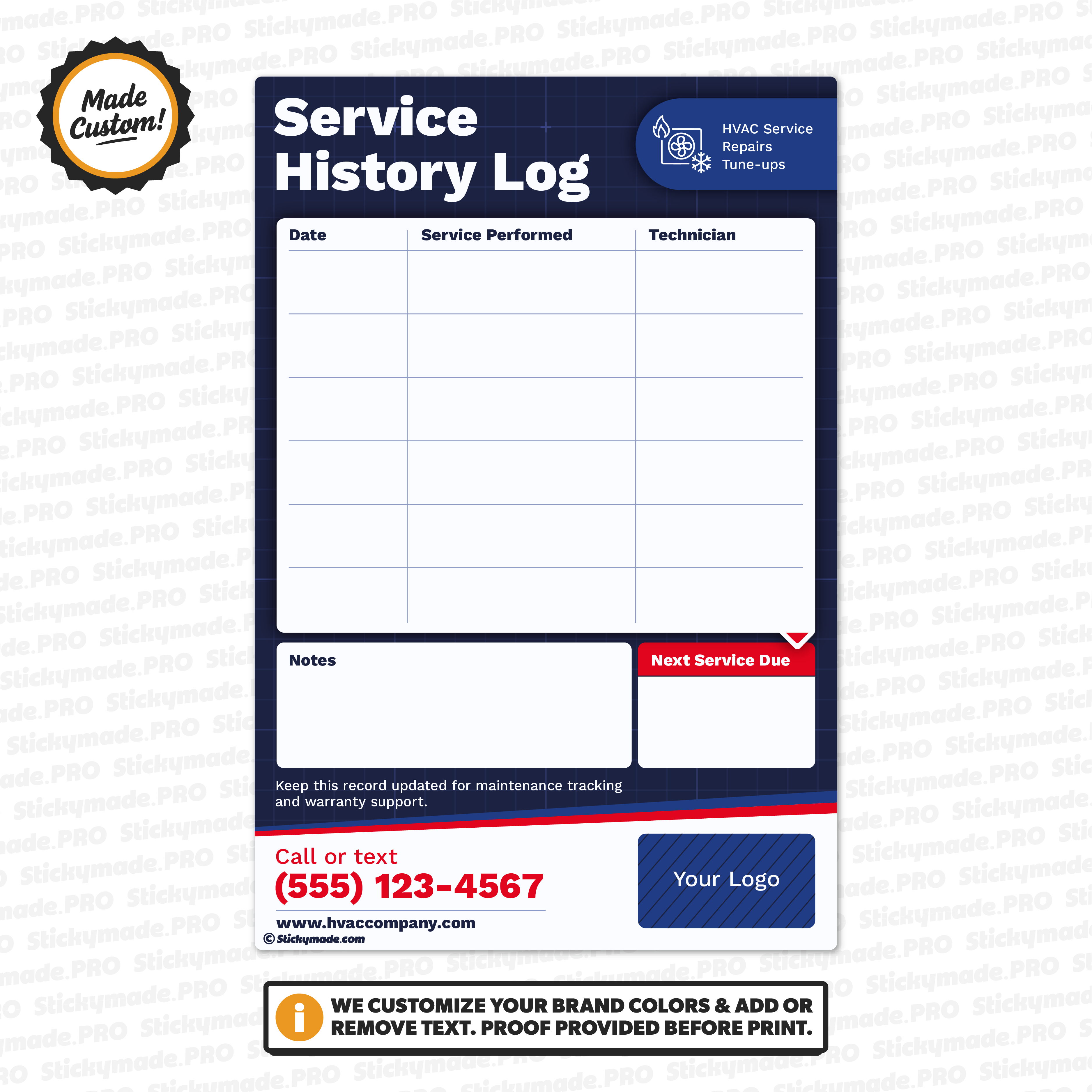 HVAC Service Log Sticker #1