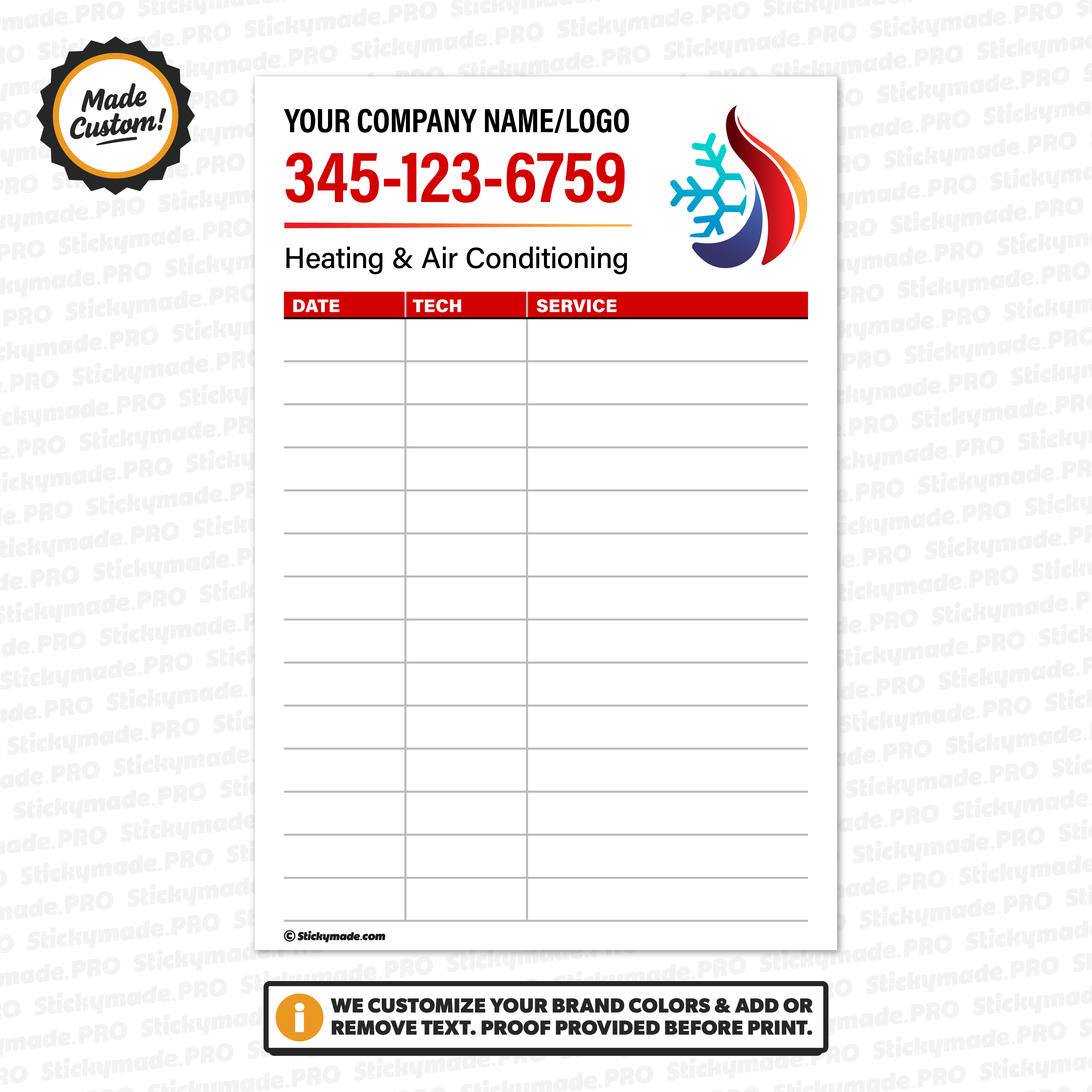 HVAC Service Log Sticker #2