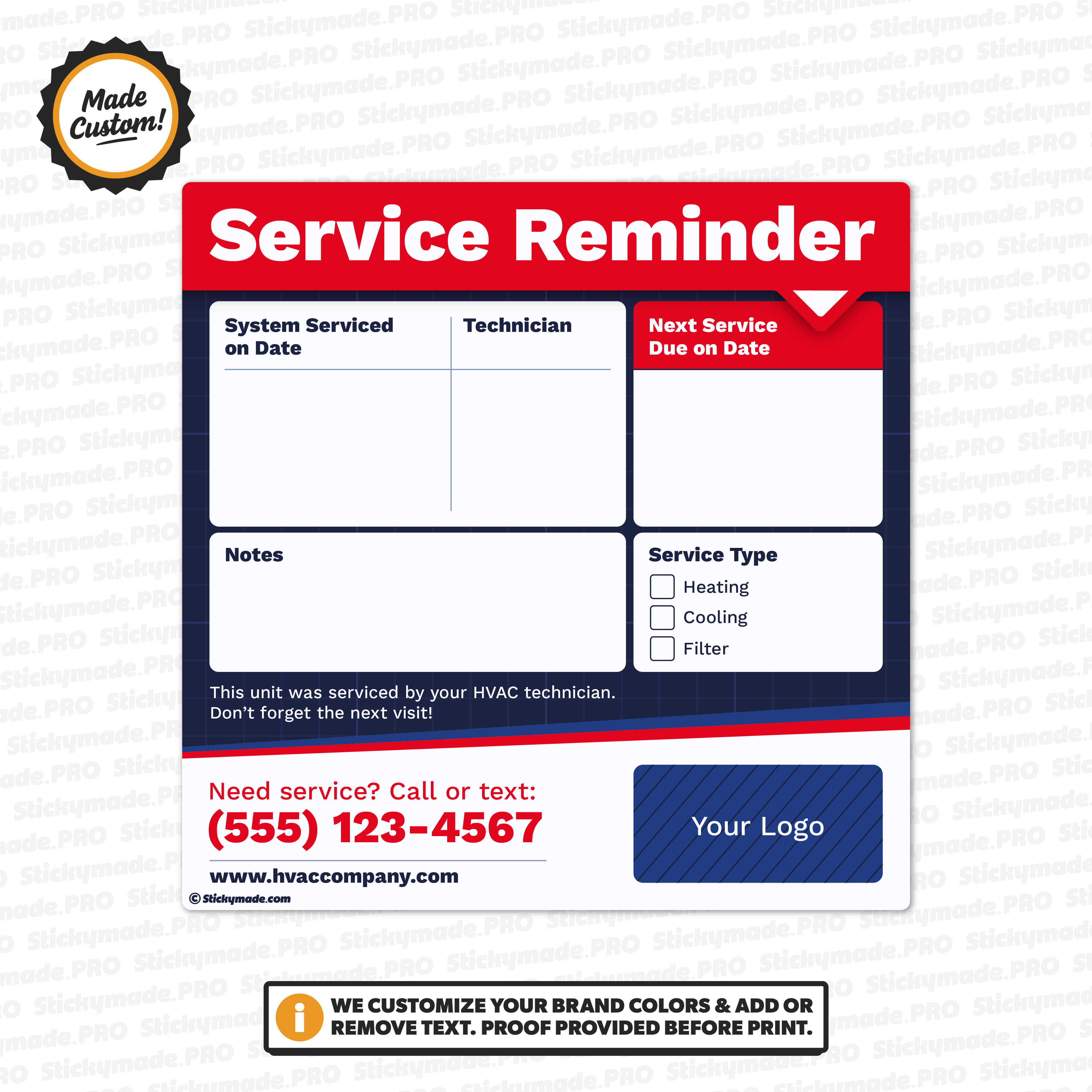 HVAC Service Reminder Sticker #1