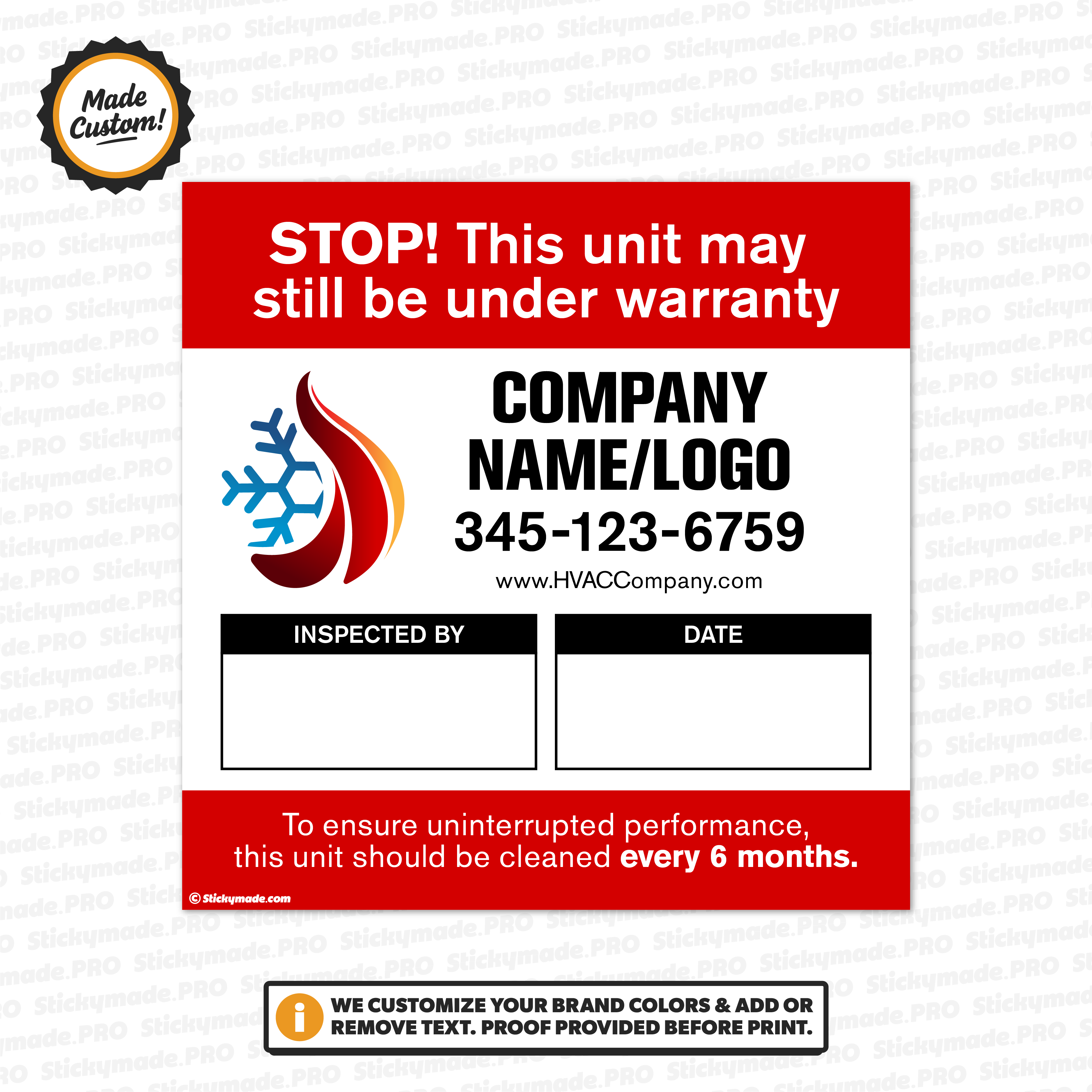 HVAC Service Reminder Sticker #3