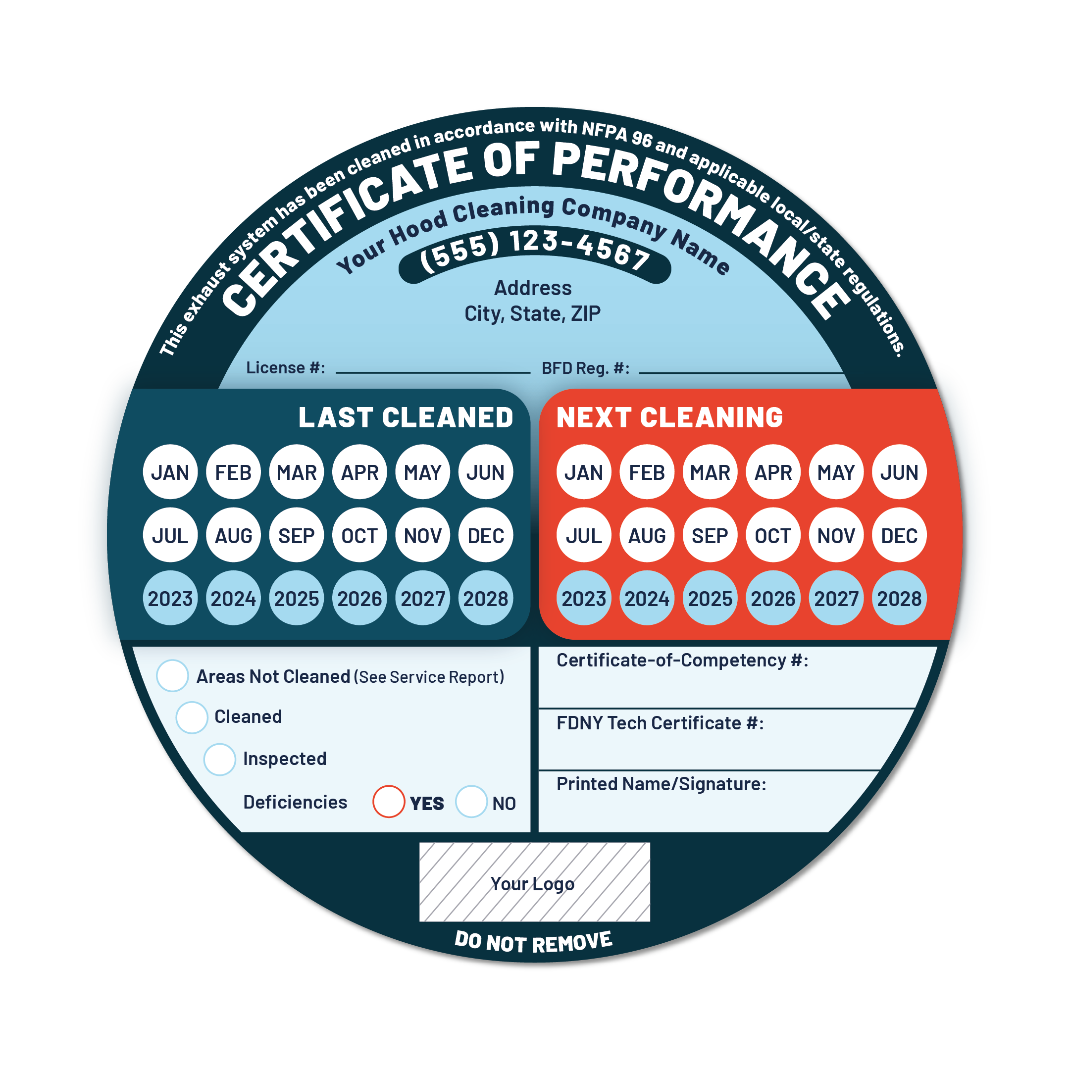 Hood Cleaning Sticker #2