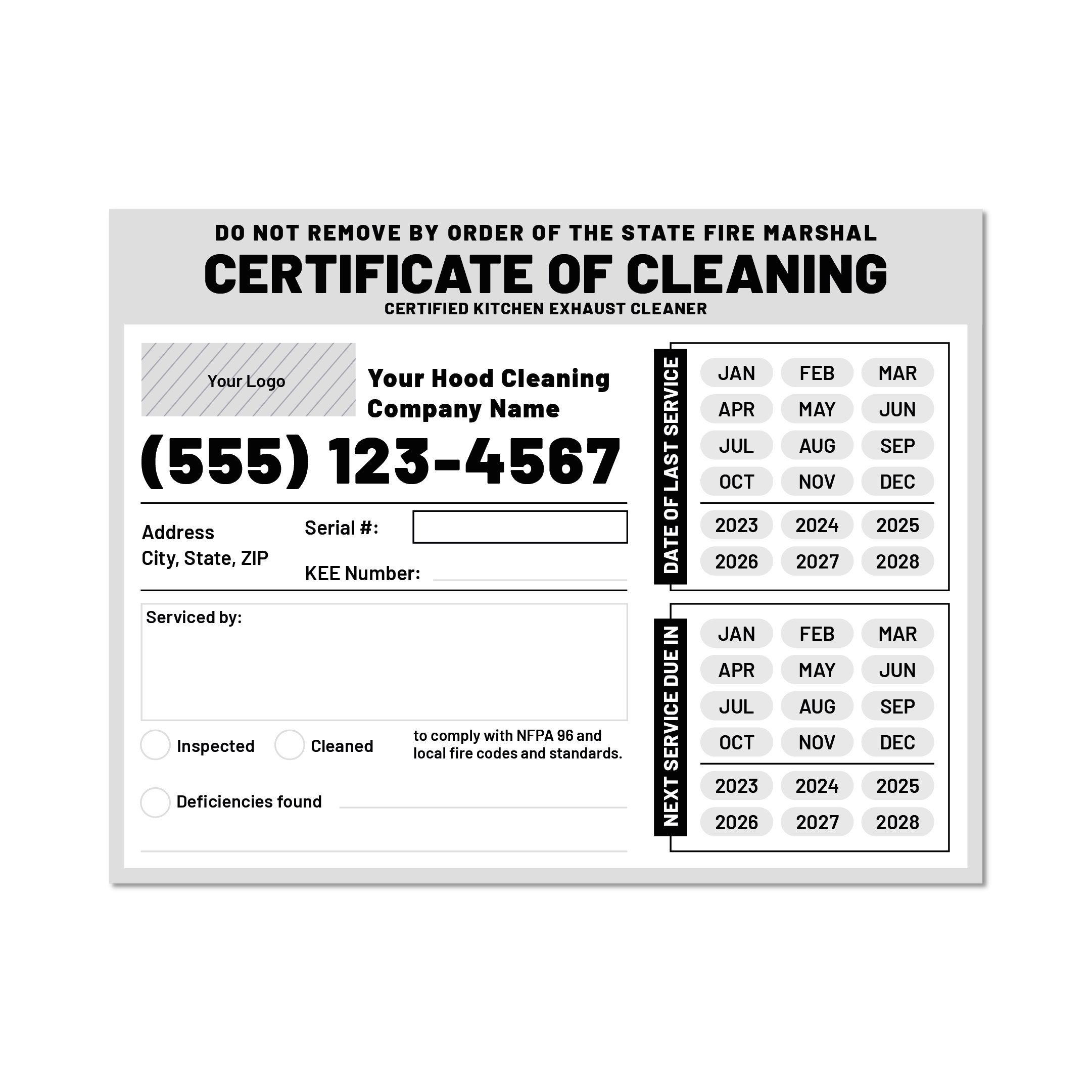 Hood Cleaning Sticker - Utah