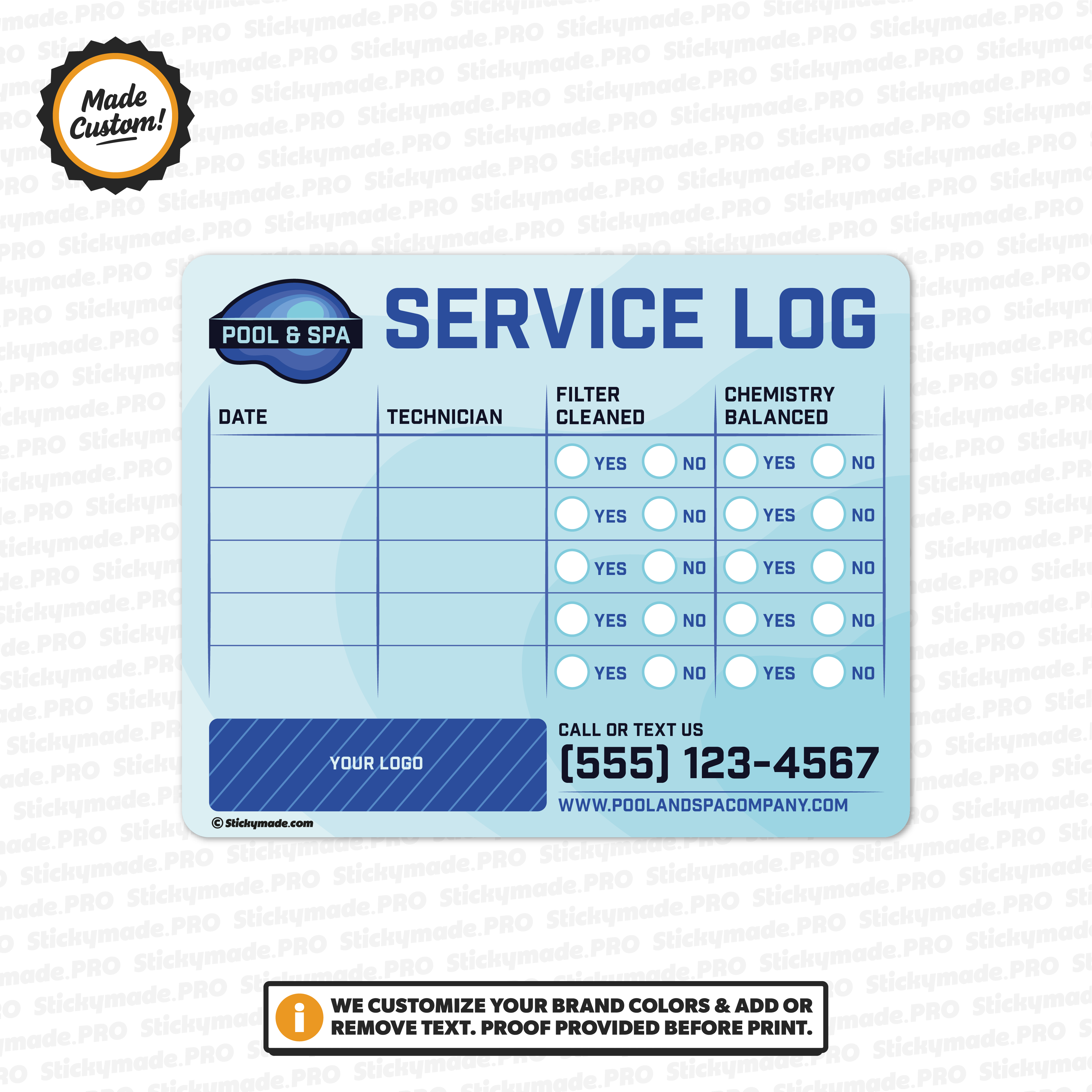 Pool & Spa Service Log Sticker #2