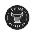 Camino Coffee Co. logo with a coffee cup graphic on a black background