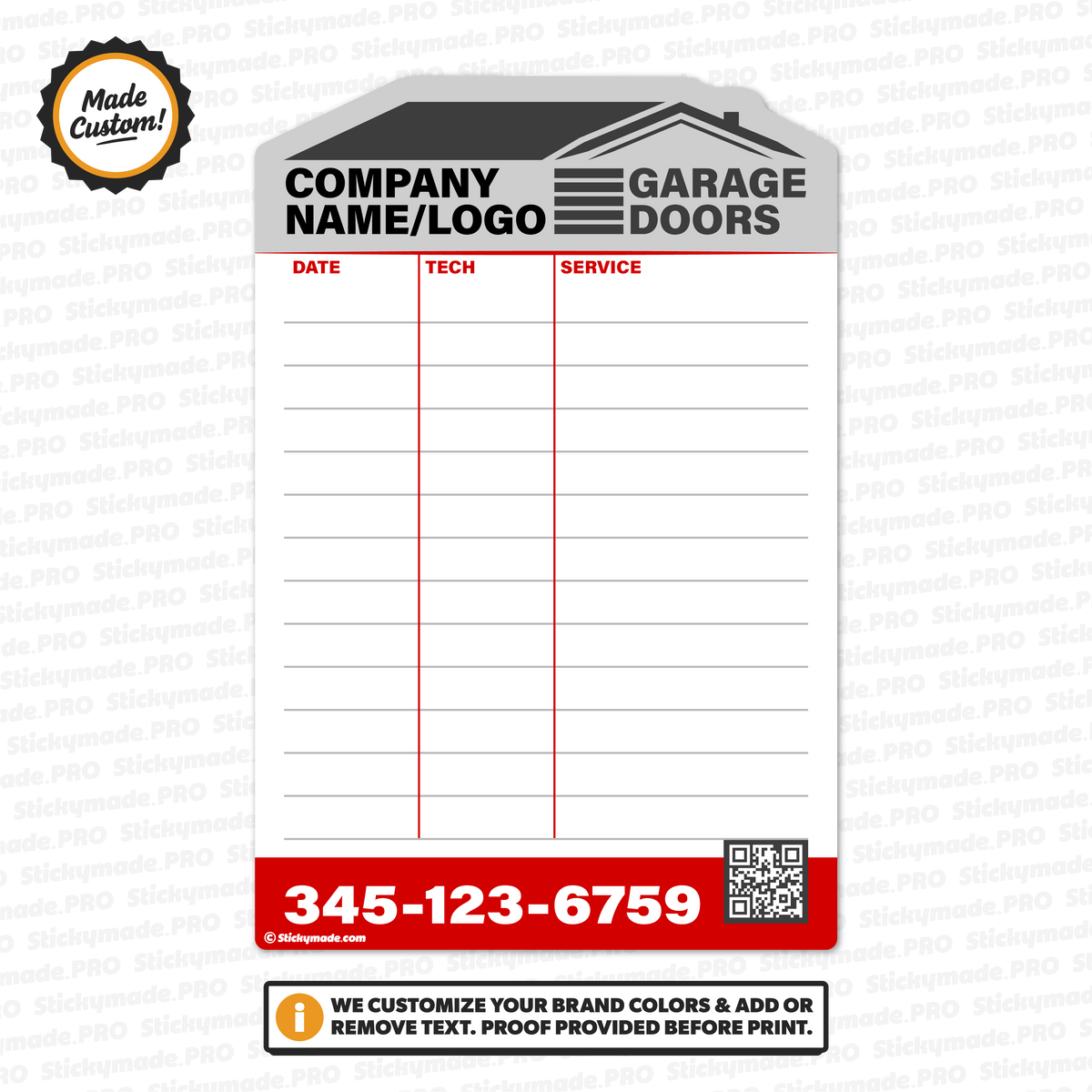 Garage Door Service Log Sticker – Stickymade