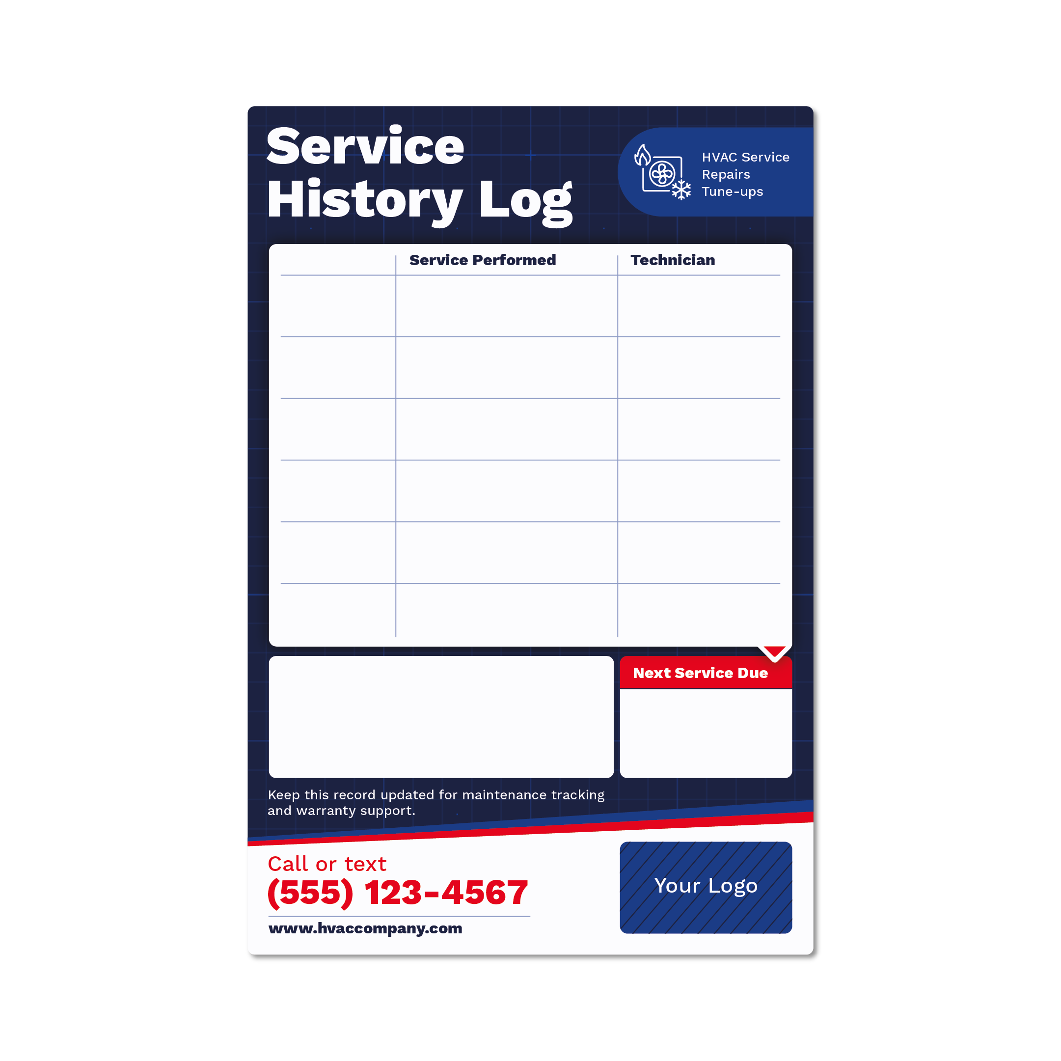 HVAC Service Log Sticker