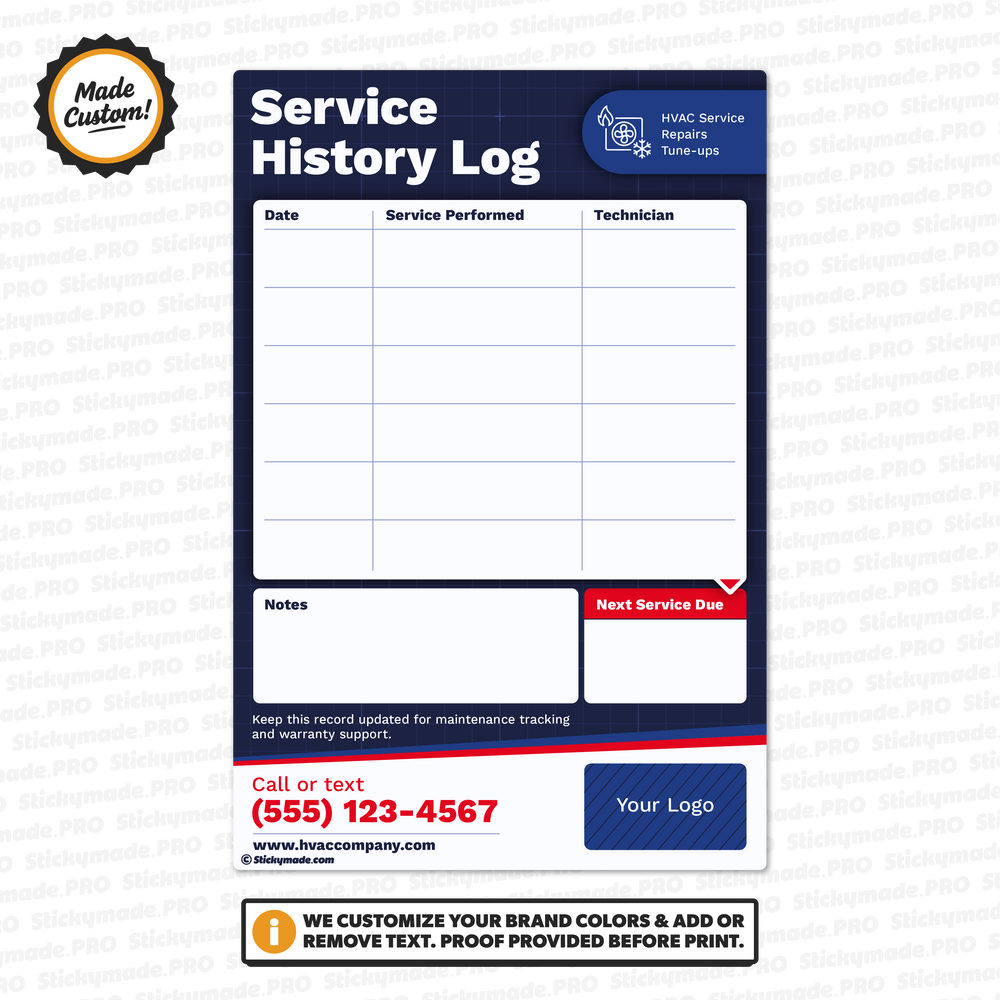 HVAC Service Log Sticker #1 – Stickymade