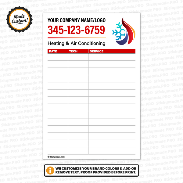 HVAC Service Log Sticker #2