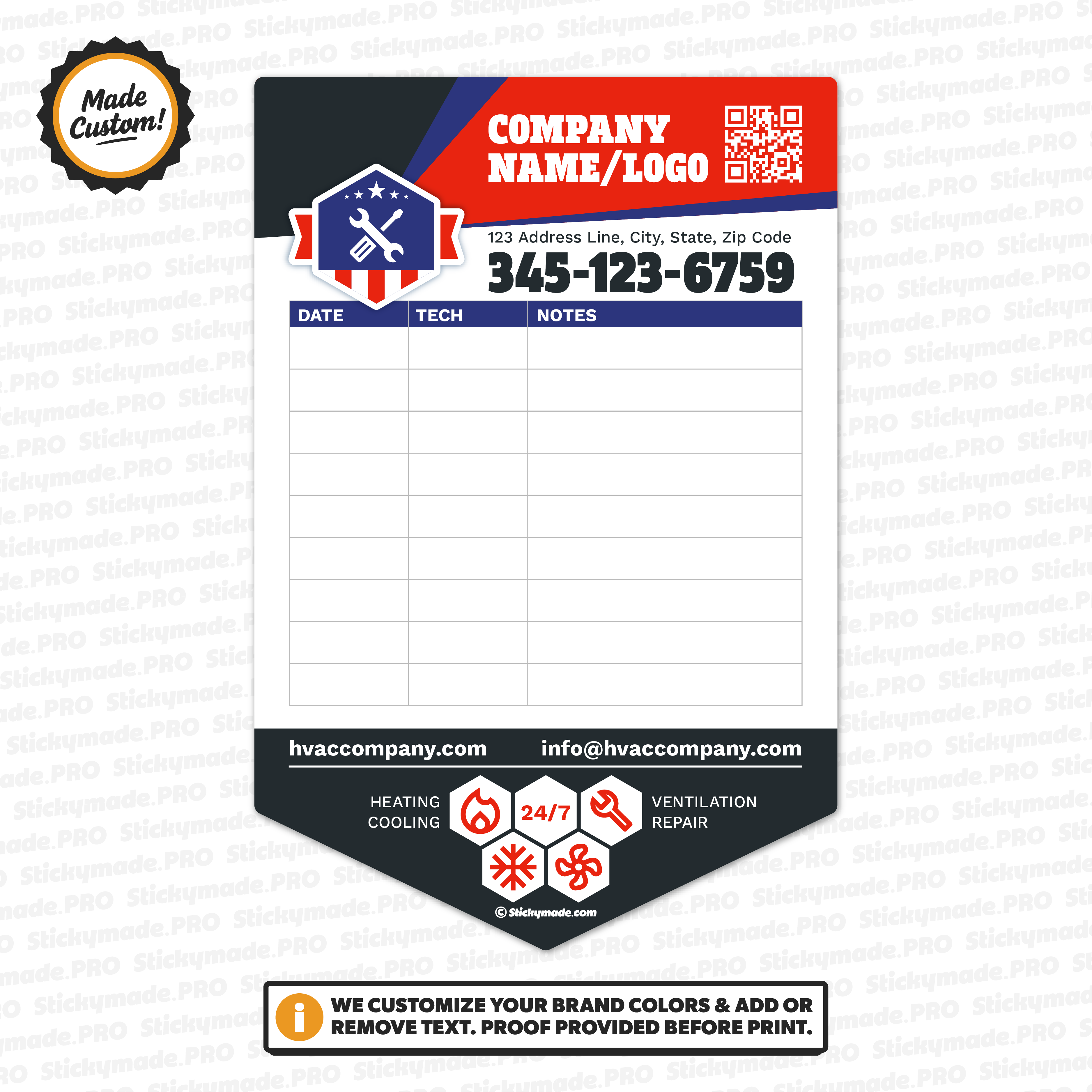 HVAC Service Log Sticker #3