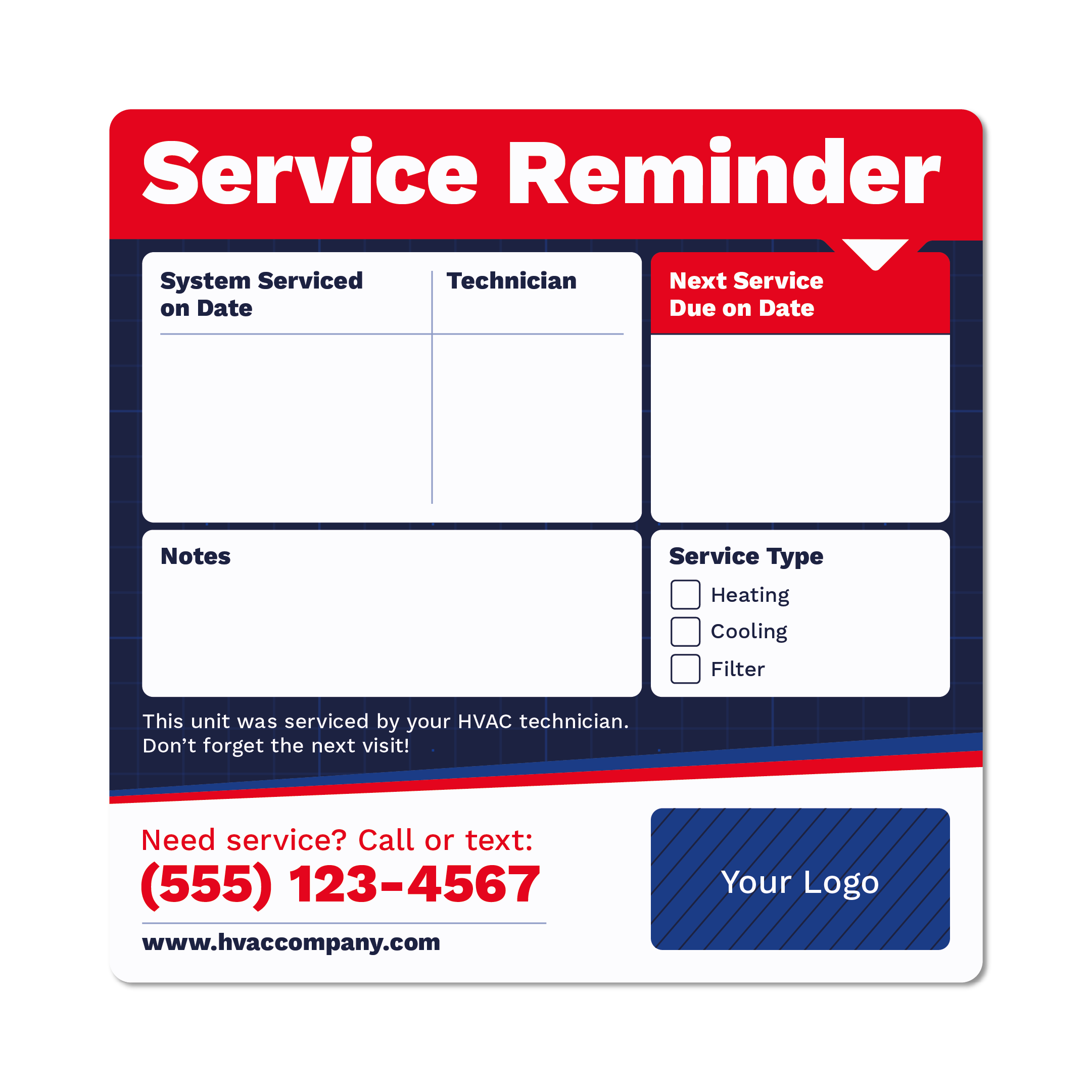 HVAC Service Reminder Sticker
