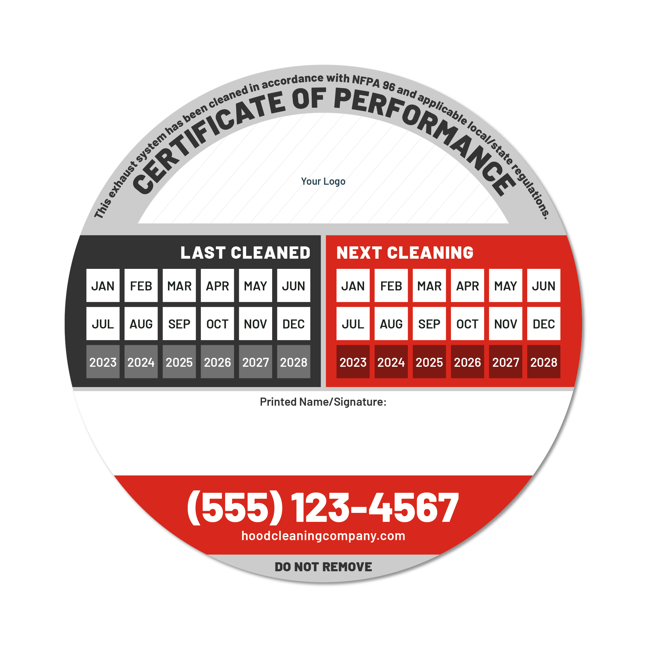 Hood Cleaning Sticker #4