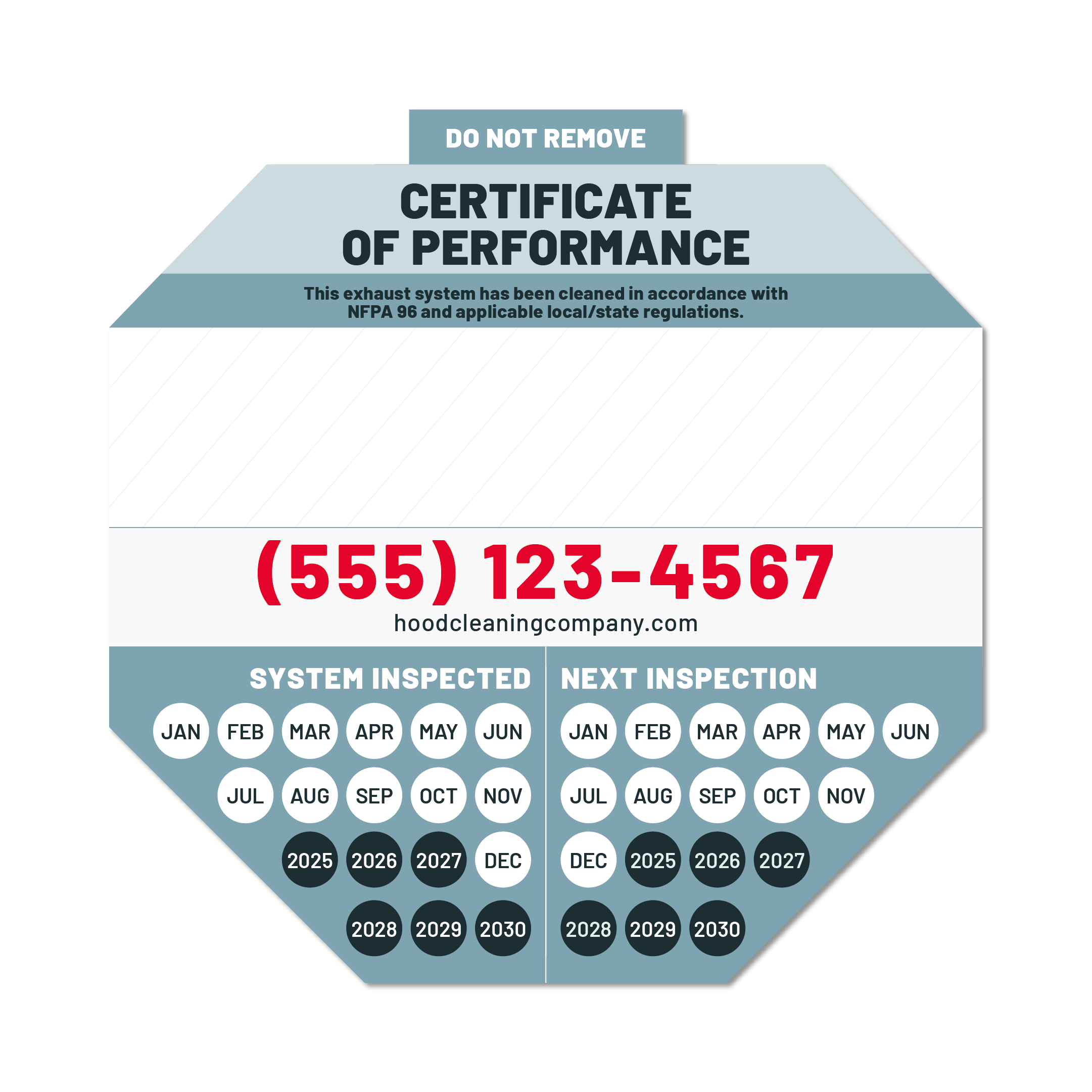 Hood Cleaning Sticker #5