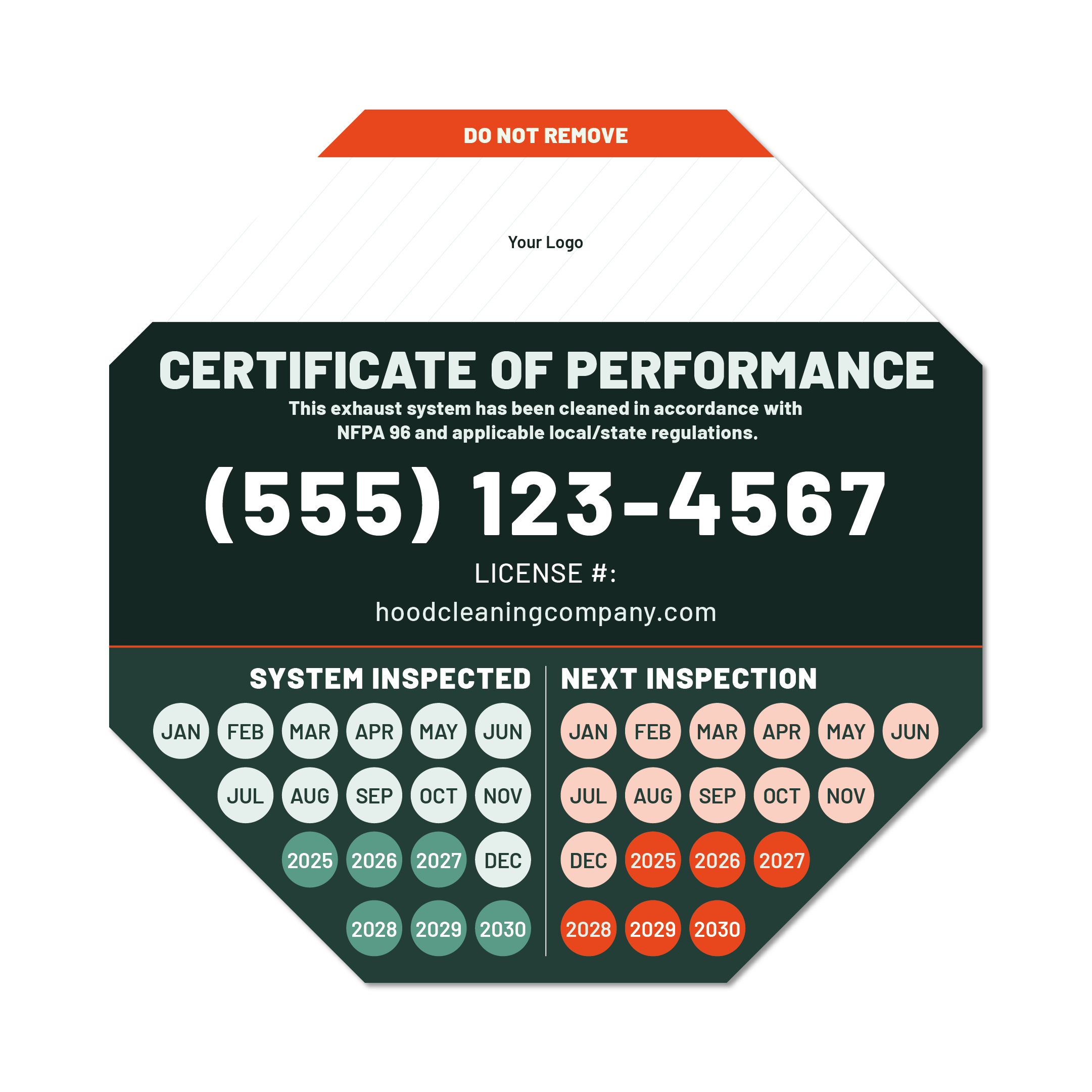 Hood Cleaning Sticker #6