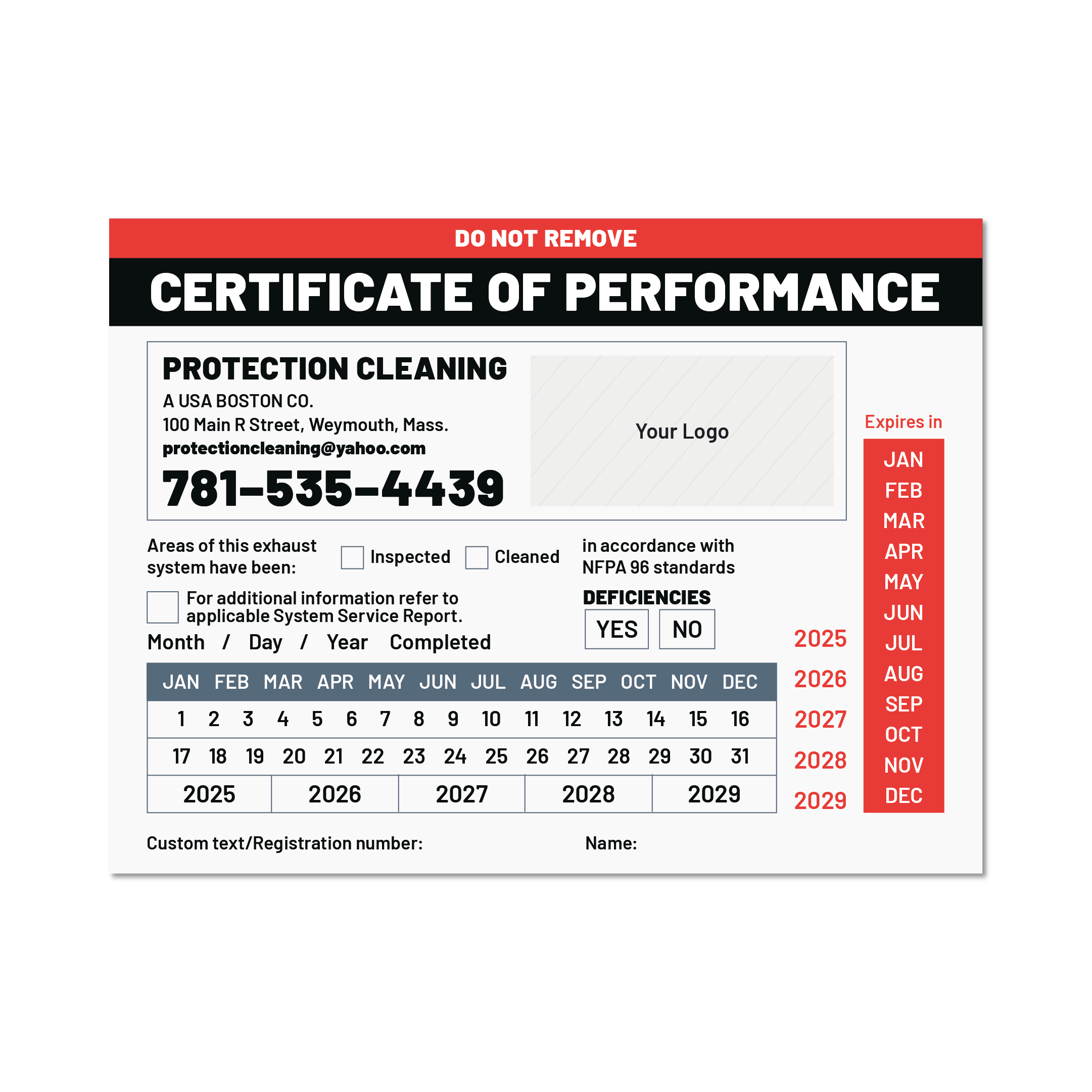 Hood Cleaning Sticker #8