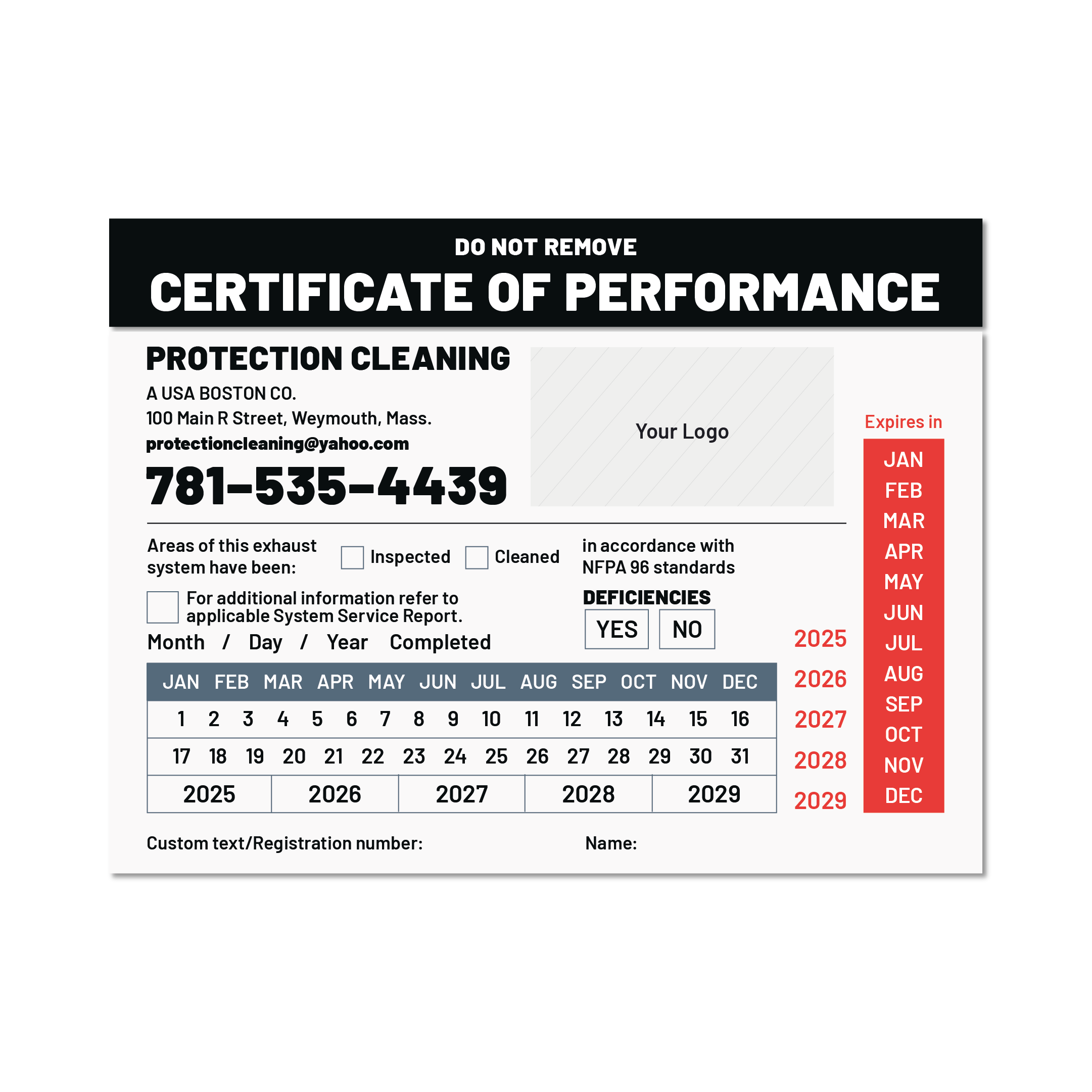 Hood Cleaning Sticker #9