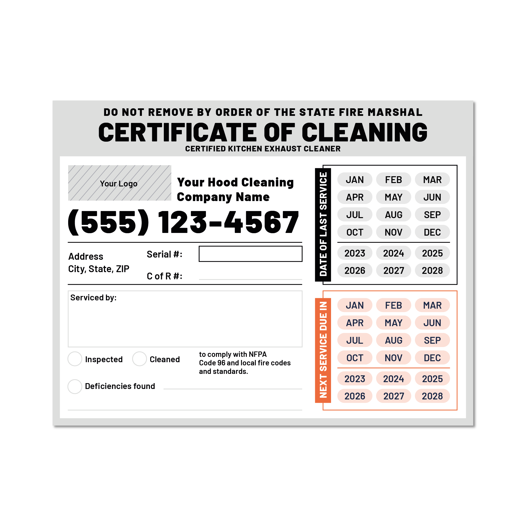 Hood Cleaning Sticker - Nevada