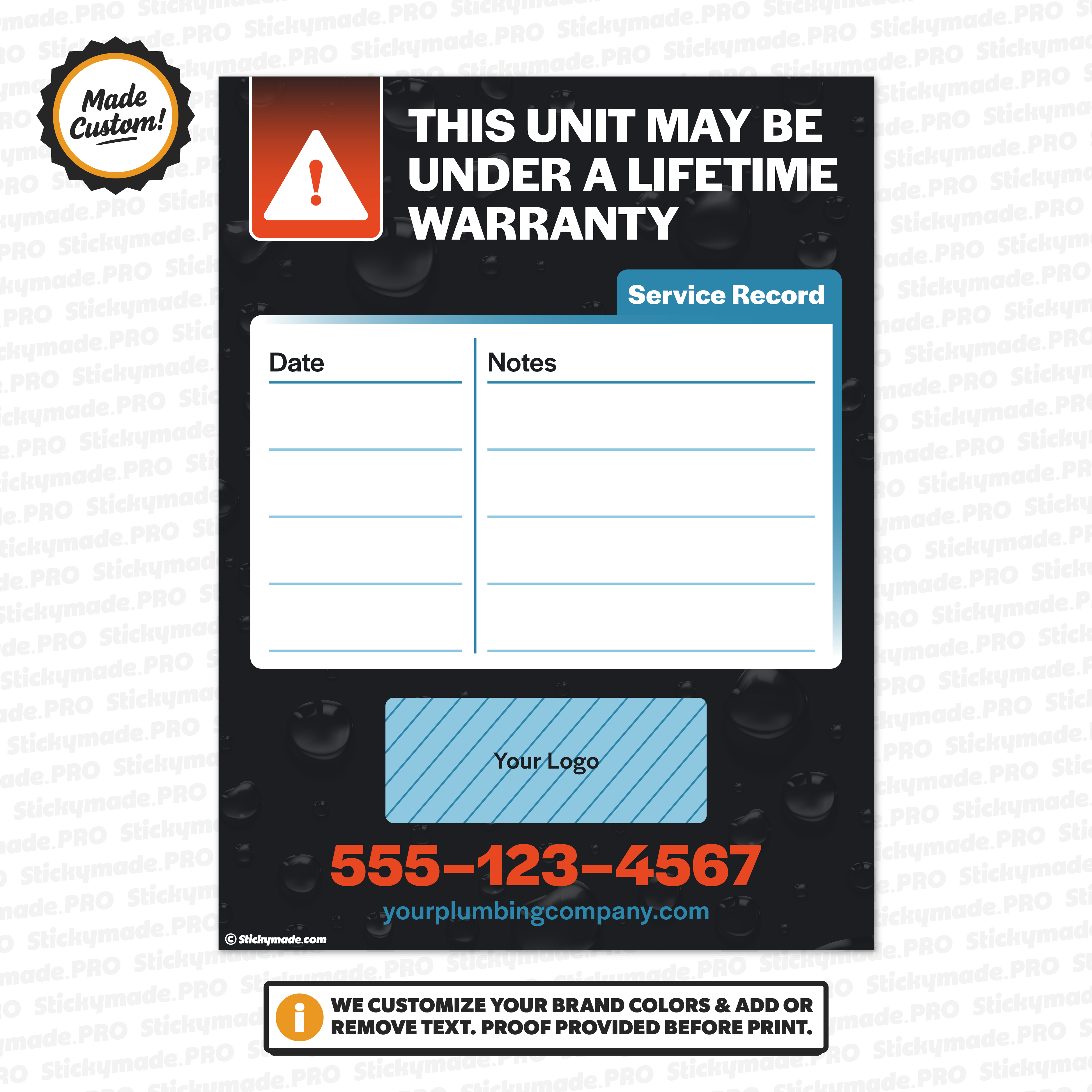 Plumbing Service Log Sticker #1