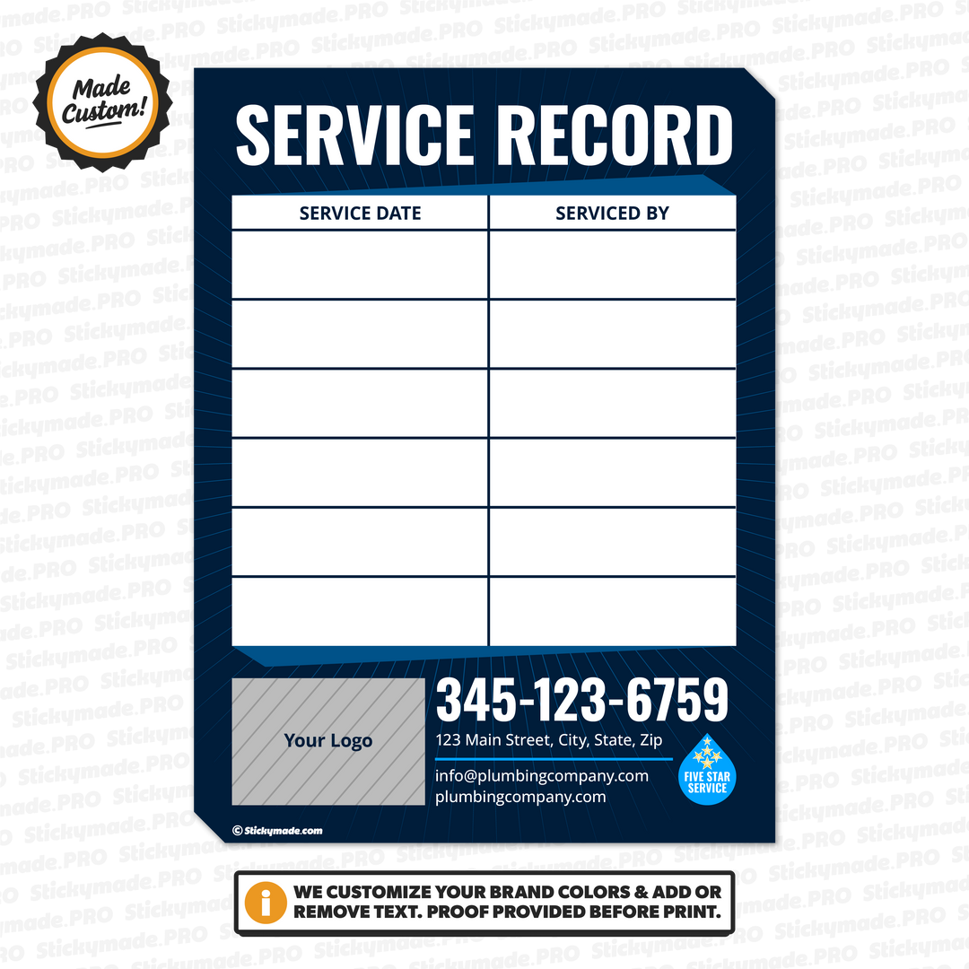 Editable Service Log Sticker Plumbing Stickers – Stickymade