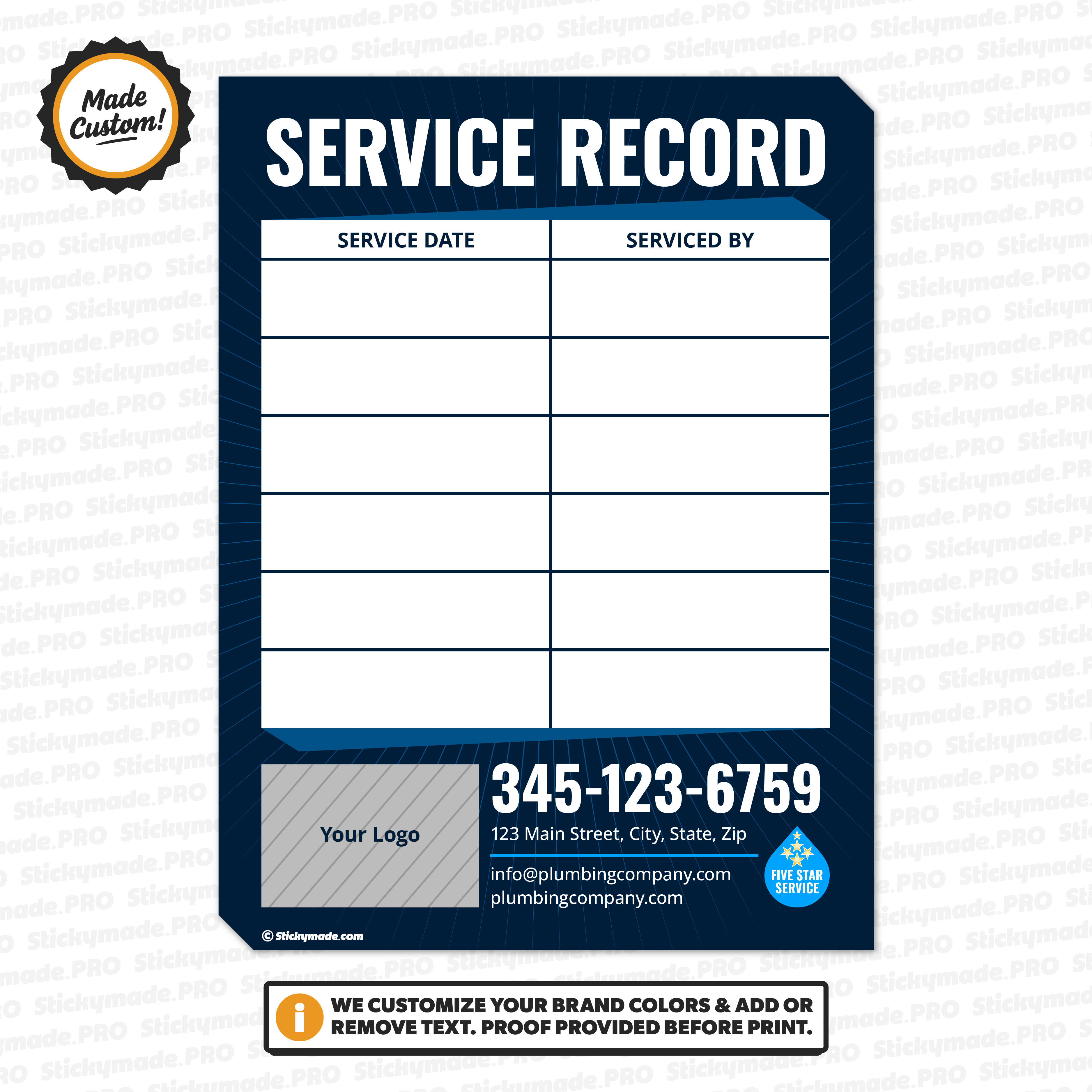 Plumbing Service Log Sticker #3