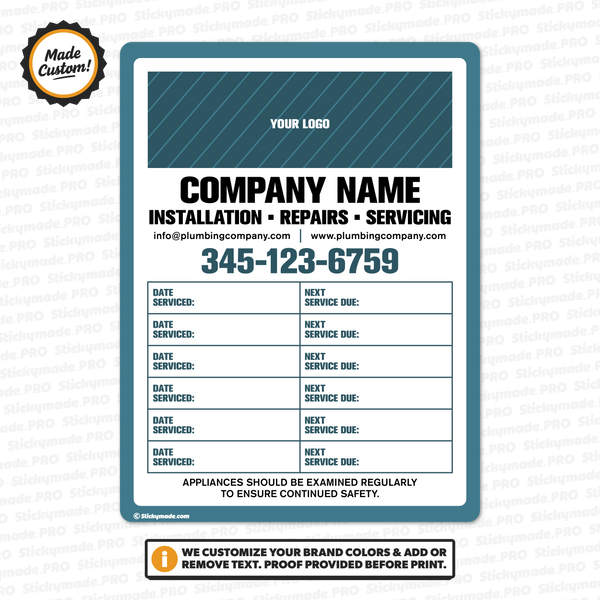 Plumbing Service Reminder Log Sticker