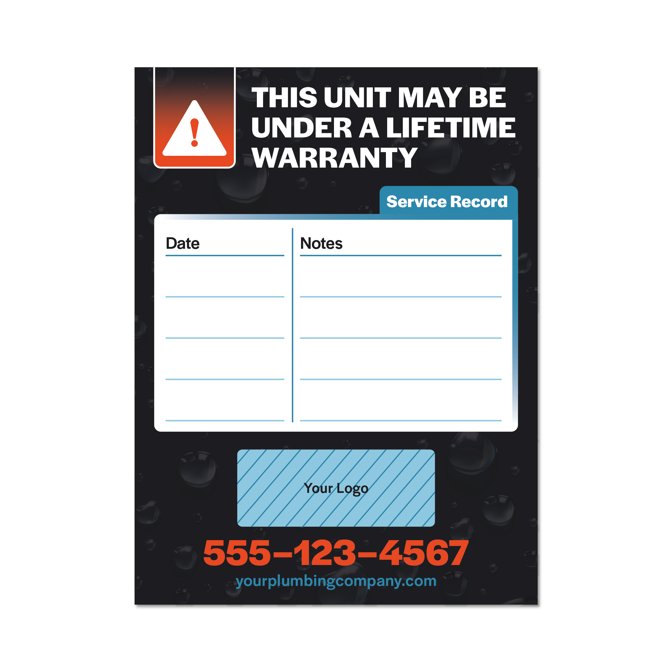 Plumbing Service Log Sticker