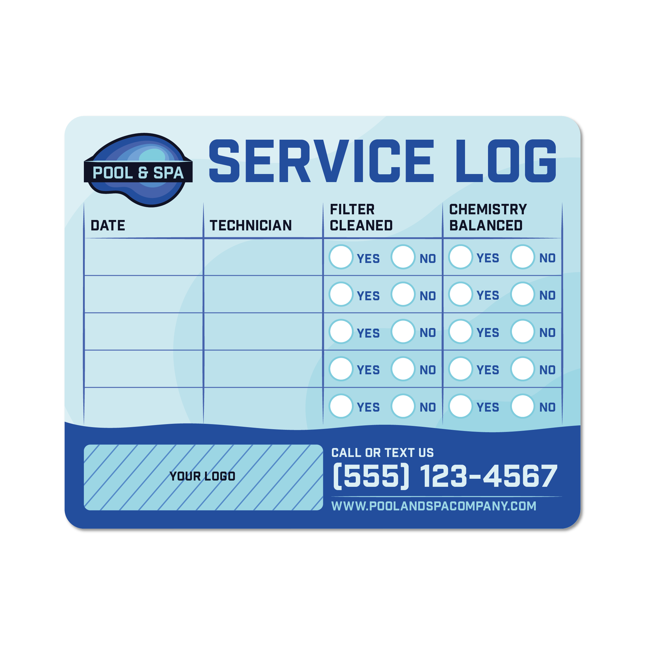 Pool & Spa Service Log Sticker #1
