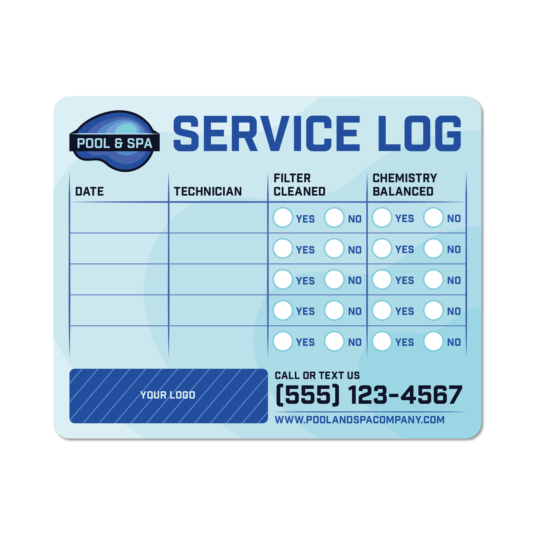 Pool & Spa Service Log Sticker #2
