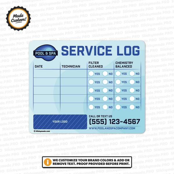 Pool & Spa Service Log Sticker #2