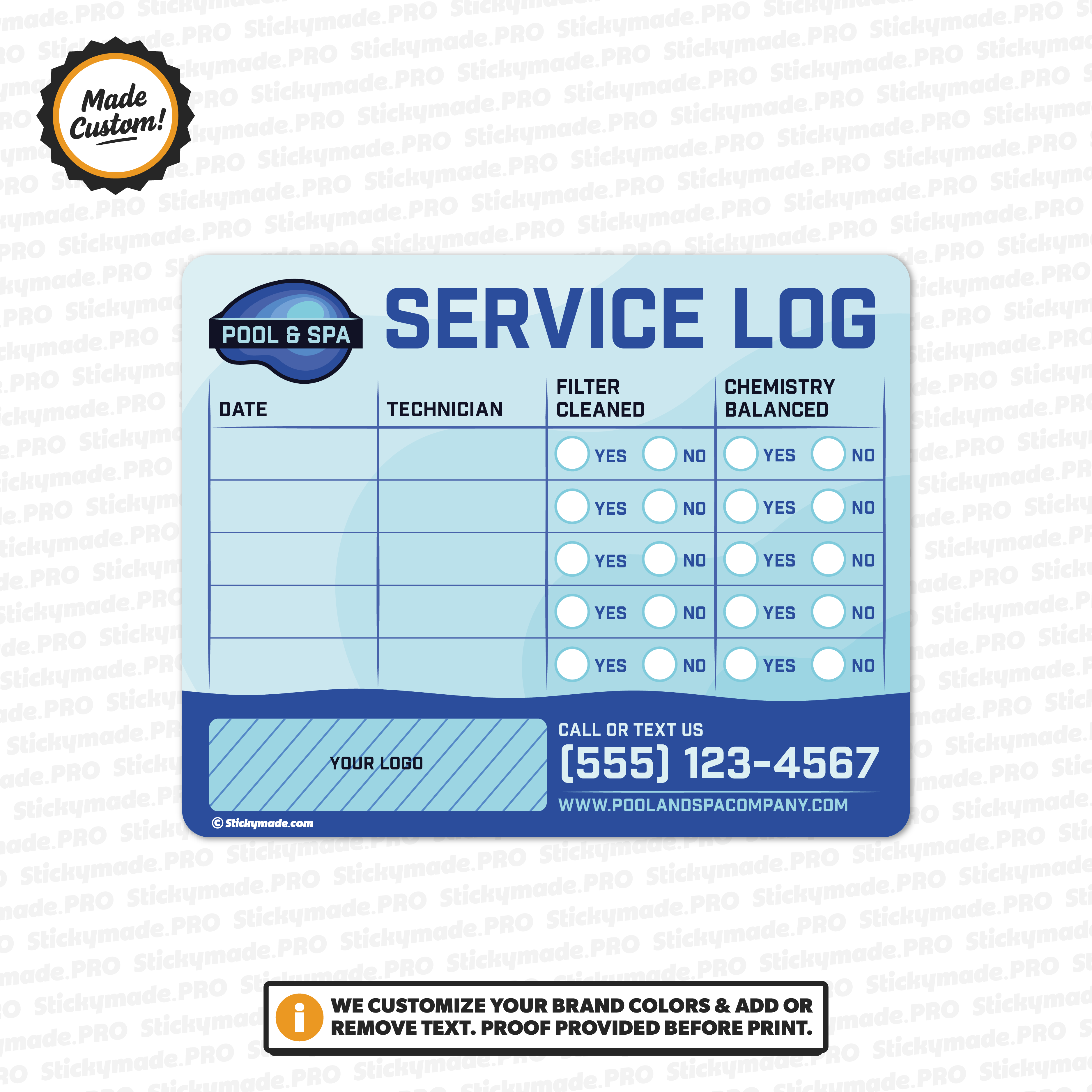 Pool & Spa Service Log Sticker #1