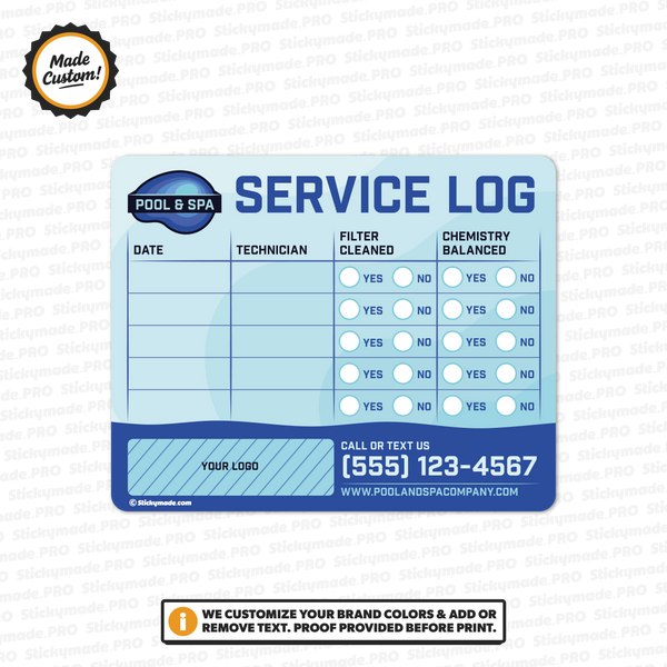 Pool & Spa Service Log Sticker #1