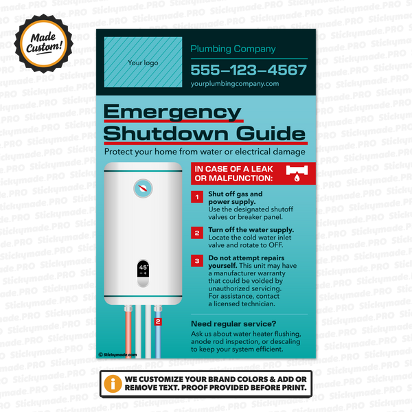 Water Heater Service Sticker - Tankless